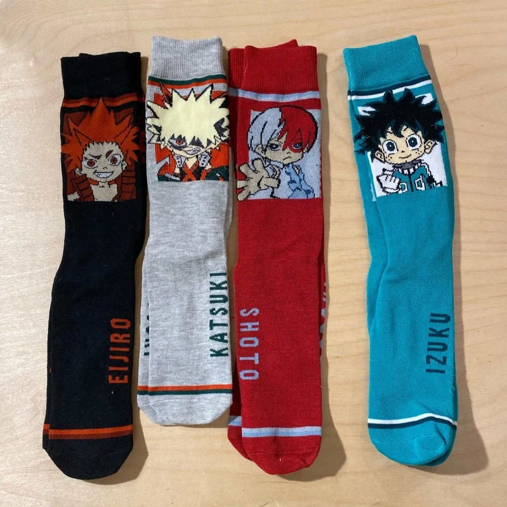 4 Pair Anime Character Socks Set Boys Shoe Size 6-10 (OE)